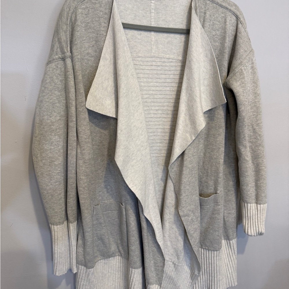 Lululemon Still Lotus Wrap Reversible Tan Gray Sweater One Size Fits Like M